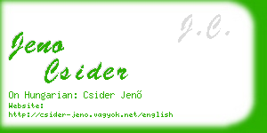 jeno csider business card